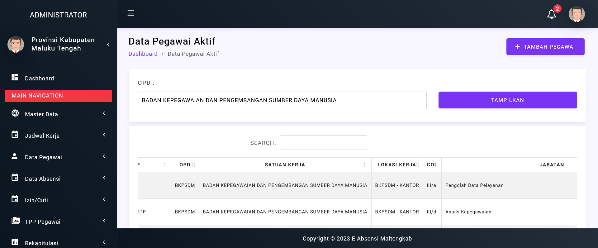 Data Pegawai Terstruktur